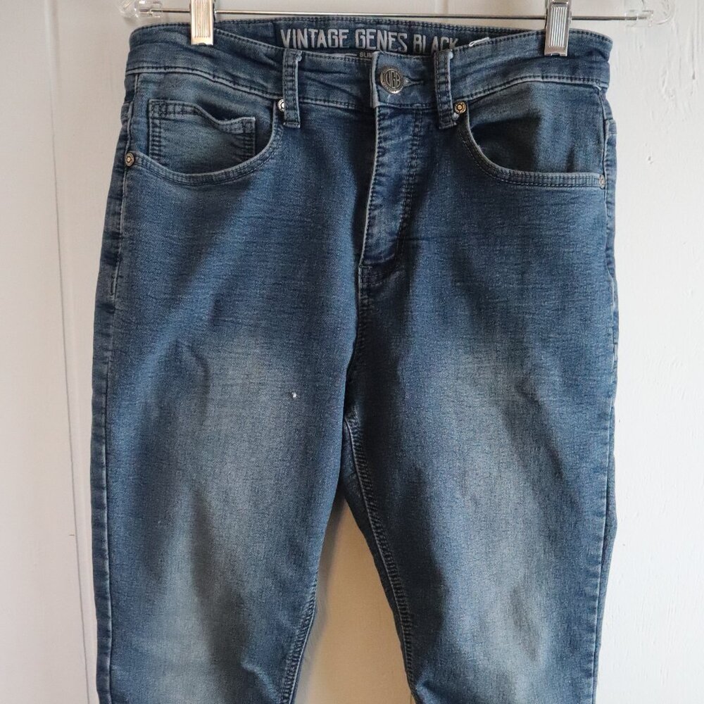 Vintage Genes Black Slim Fit 30x30 Mens Jeans Medium Denim Wash Skinny